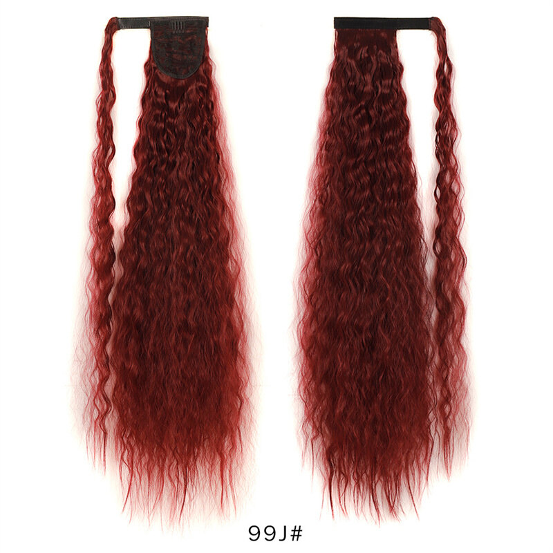 85cm Synthetic Ponytail Long Curly Wavy Hair Extensions Drawstring Wrap Around Clip In Hairpiece Ponytail Brown Fake Hairpiece for Women