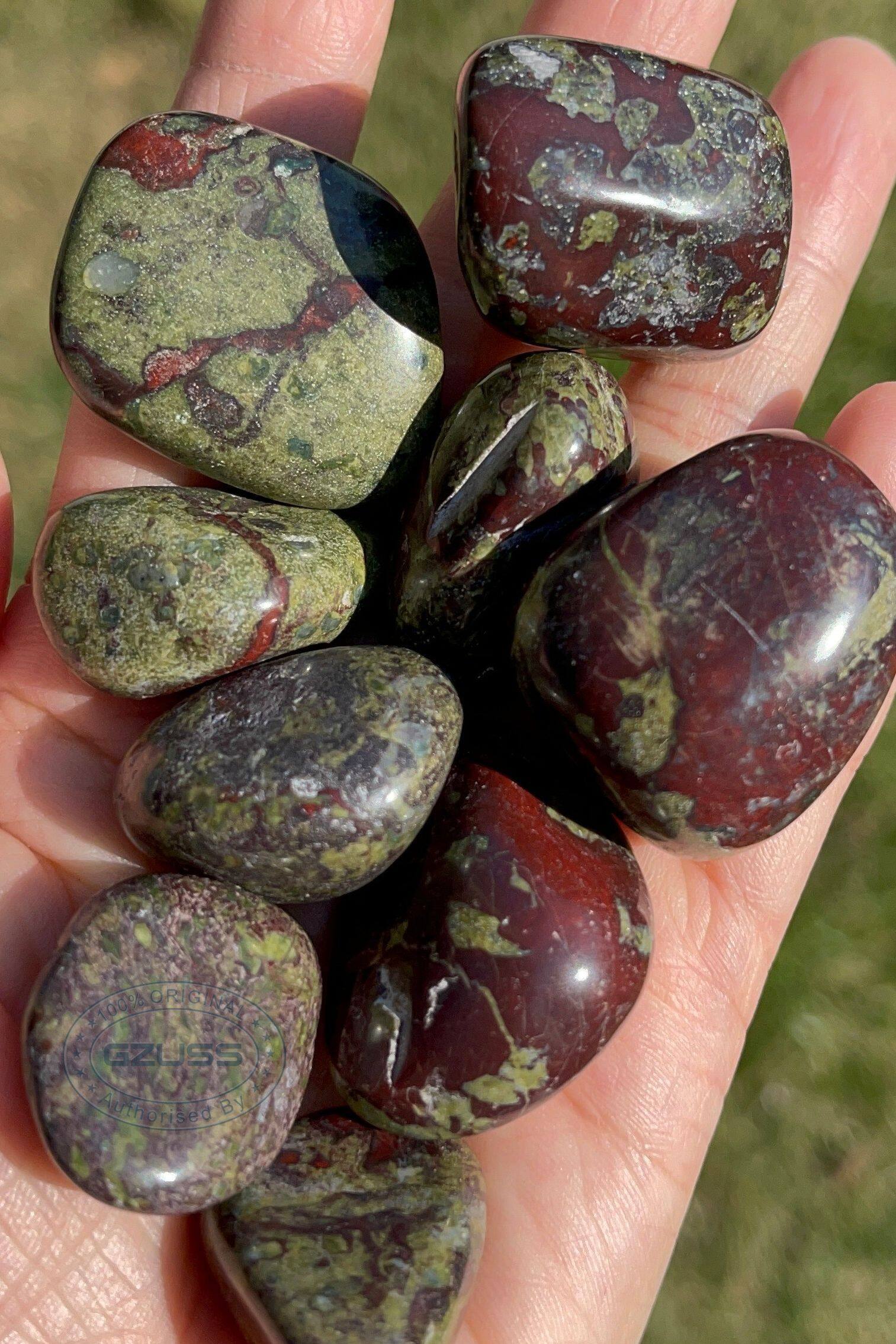 Dragon's Blood Jasper Stone - Dragon Stone - Tumbled Stone - Healing Crystals and Stones - Epidote Crystal - Dragon Blood Stone