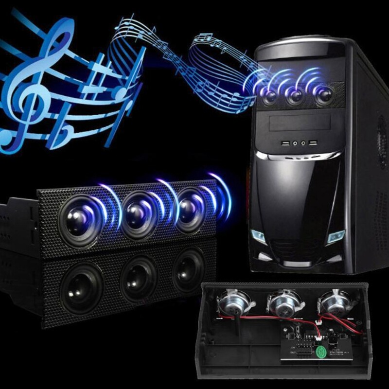 Stereo Surround Speaker PC Front Panel Computer Case Connection Built In Mini Mic Music Loudspeakers Channel Accessories