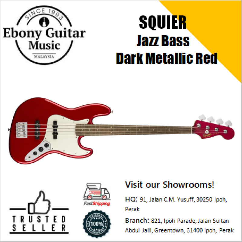 Squier Contemporary Jazz Bass Guitar, Laurel FB, Metallic Red Malaysia