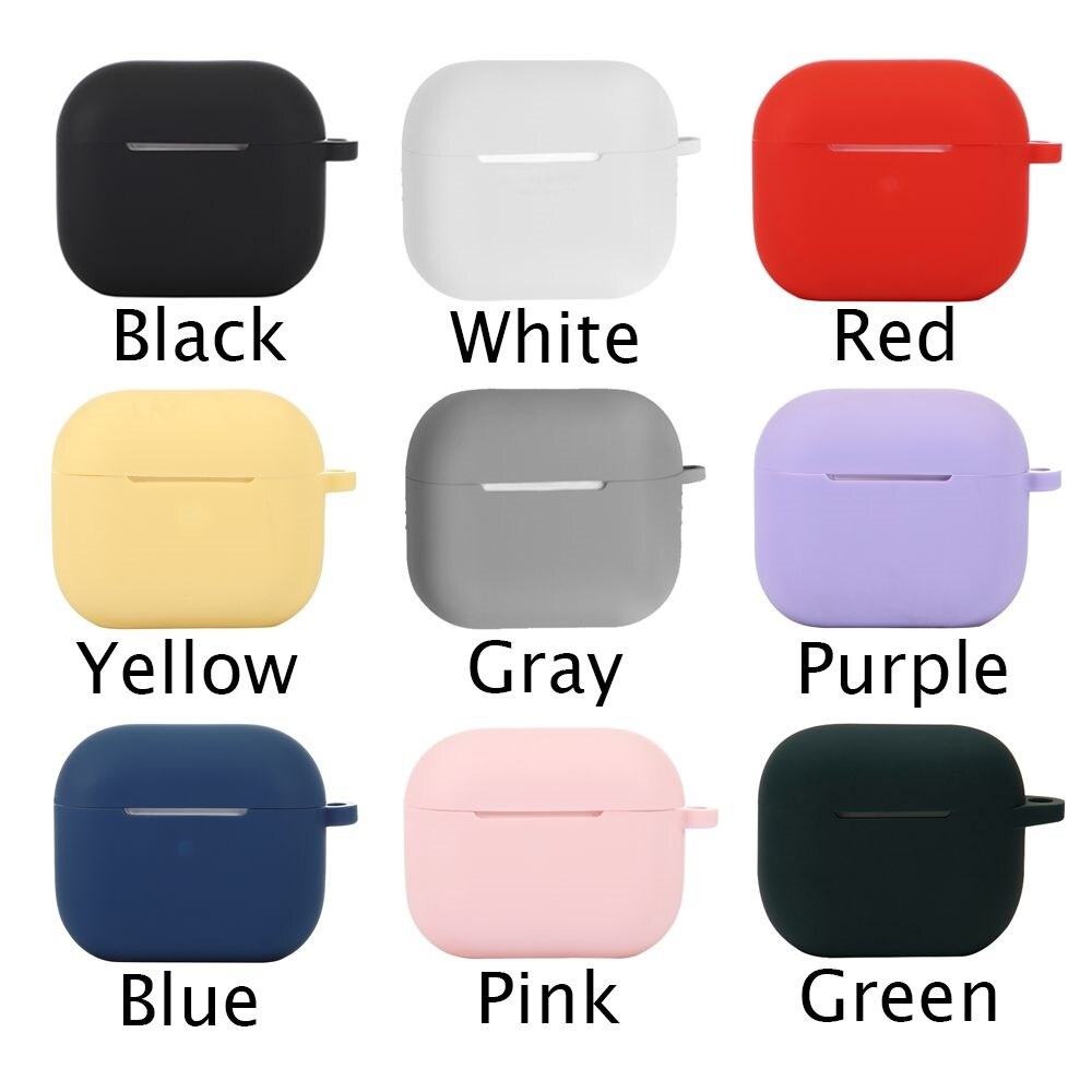 1PC Morandi Solid Color Soft Silicone Cover with Hook For Apple AirPods 3rd Gen Bluetooth Earphone Protective Case Shell