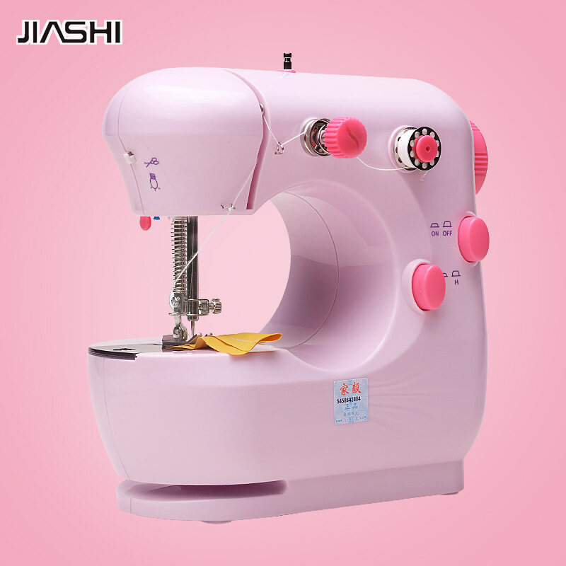 JIASHI Sewing Machine Household Mini Electric Small Handheld Desktop Overlock ABS Plastic Sewing Machine