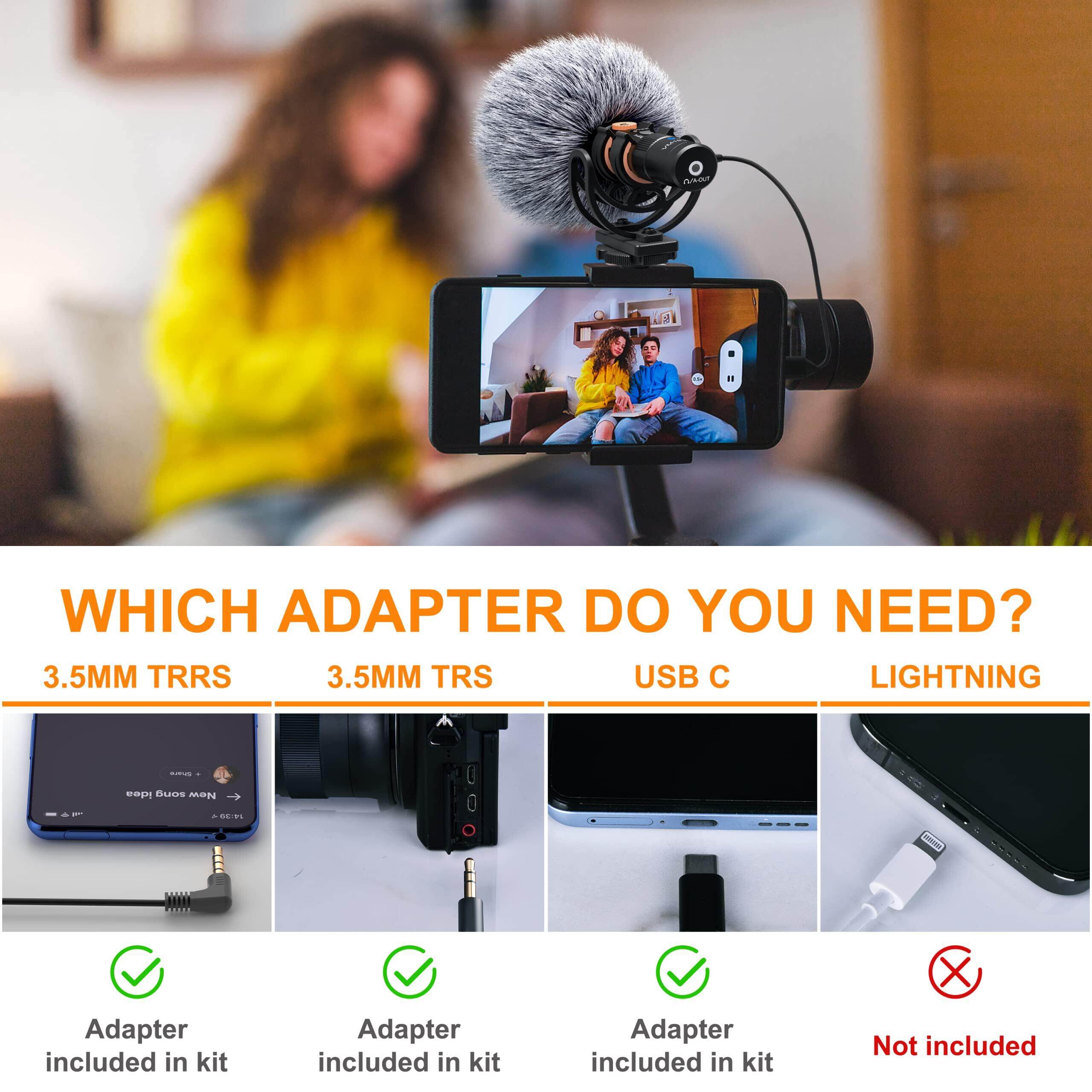 COMICA VM10 Pro Camera Microphone with Shock Mount, Gain Control and Wind Muff, Video Microphone for Smartphones, DSLR Camera