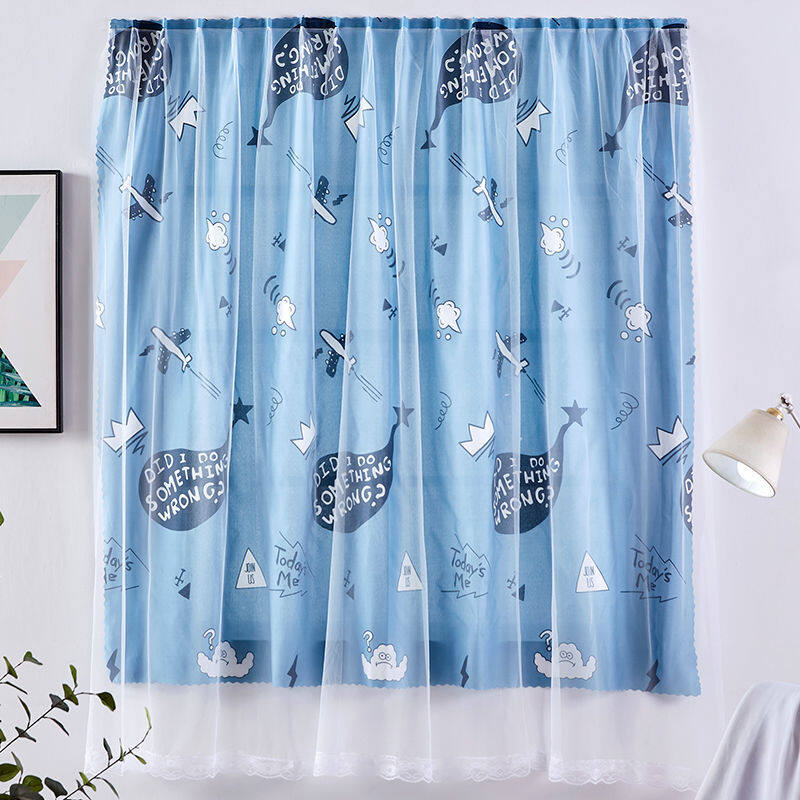 2 layer Modern Langsir Curtain Door Window living room blackout curtain Self-adhesive