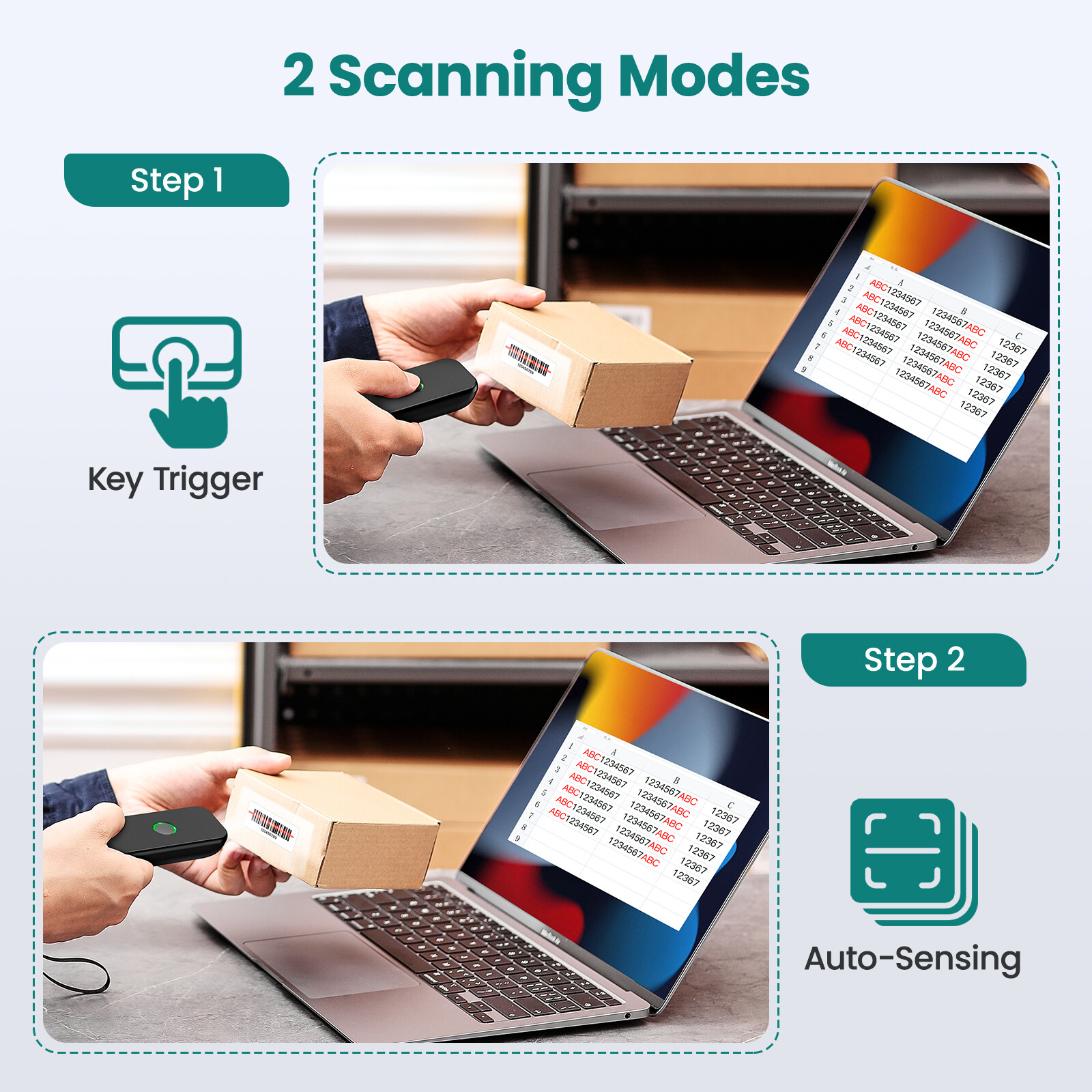 Anyeast xách tay 3-trong-1 Mini 2D bluetooth không dây & 2.4G & có dây USB QR 1D 2D Đầu đọc mã vạch cho hàng tồn kho Bảng Máy Tính làm việc với Windows POS IOS Android
