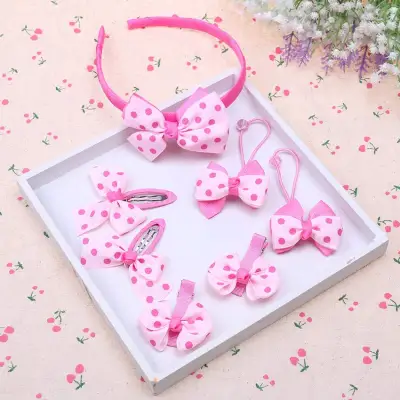 7pcs/Set Hair Accessories Hairband Hairpins scrunchies Lovely Bow Headwear Clip For Baby Girls