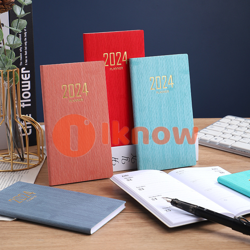 Tôi Biết kế hoạch Tiếng Anh 2024 A6, sổ tay sổ lập kế hoạch ngày giả da, Sổ Tay Quản lý thời gian 365 ngày