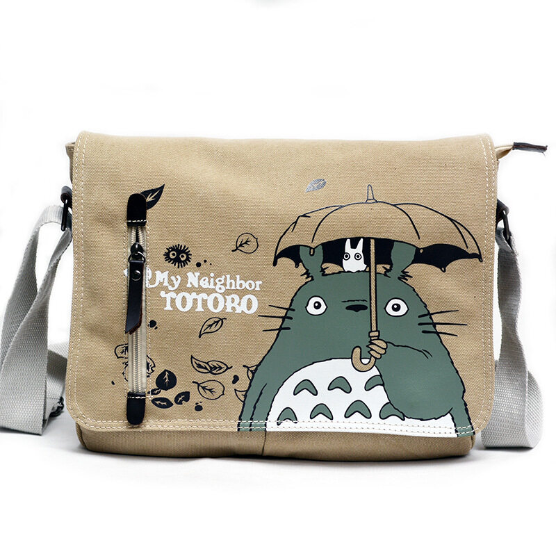 เพื่อนบ้านของฉัน Totoro กระเป๋าสะพายไหล่ Miyazaki การ์ตูน Hayao นักเรียนกระเป๋าผ้าใบ