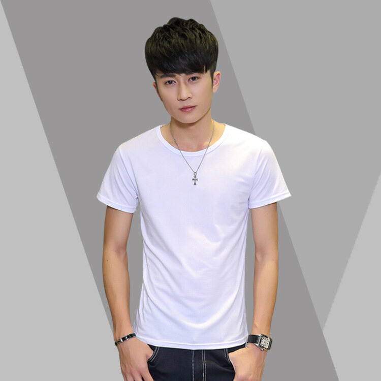 Hanlu Men's T-shirt New pure white T-shirt round neck short sleeves cheap t-shirts