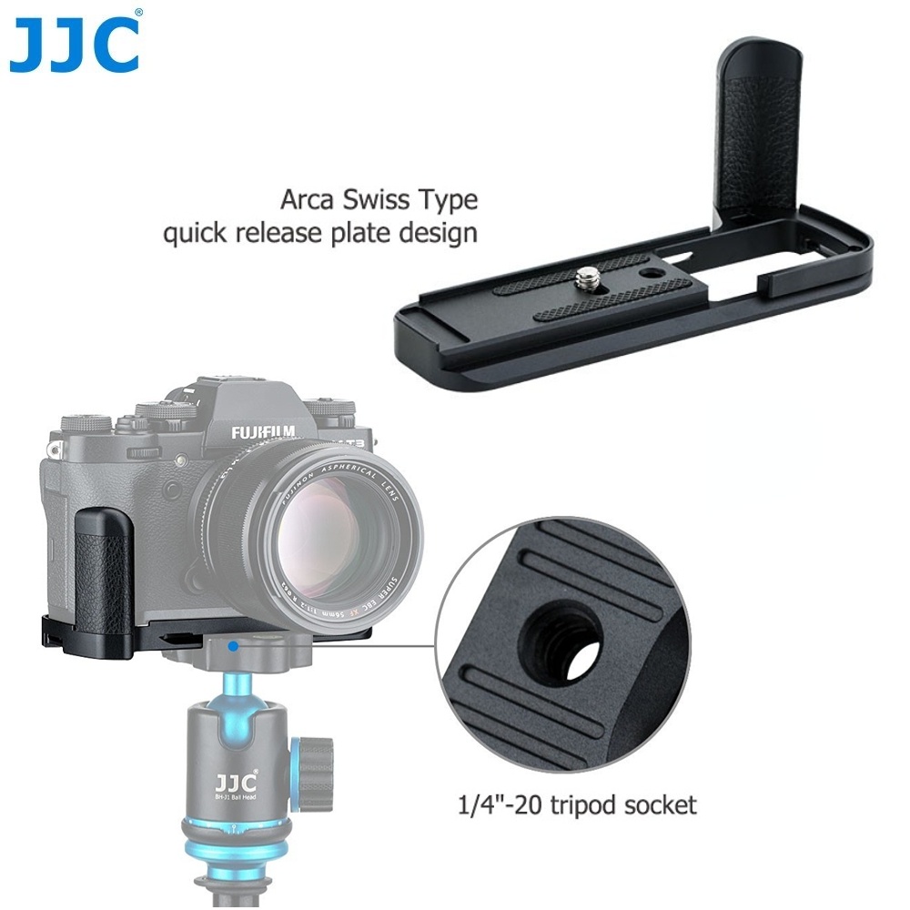 JJC HG-XT3 Camera Solid Metal Hand Grip Secure Handle Bracket For Fujifilm X-T3 X-T2 XT2 XT3 Cameras, Replace MHG-XT3 MHG-XT2