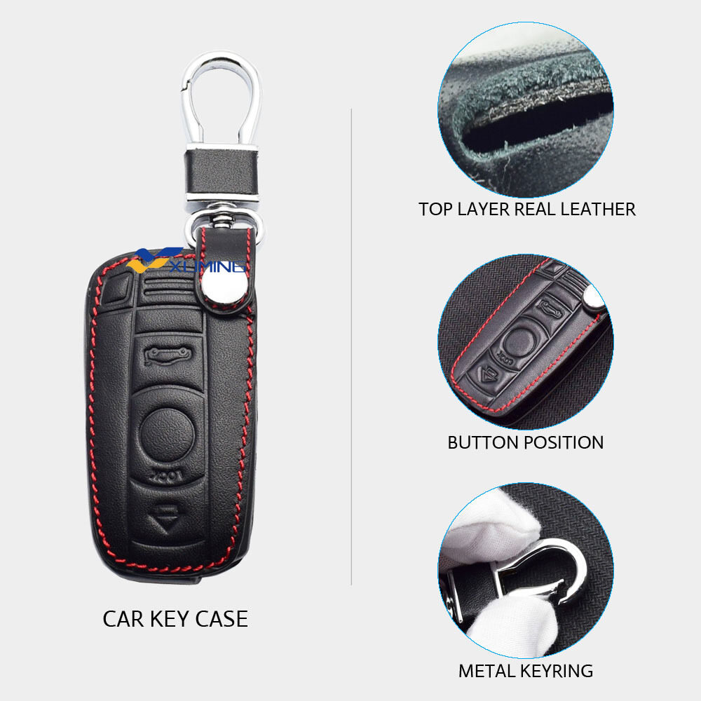 Leather Car Key Case For BMW 1 3 5 6 Series E60 E61 E70 E81 E87 E90 E91 E92 320 X1 X5 X6 Z4 Smart Key Fob Protector Cover