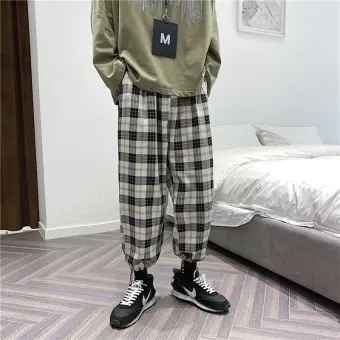checkered cropped trousers