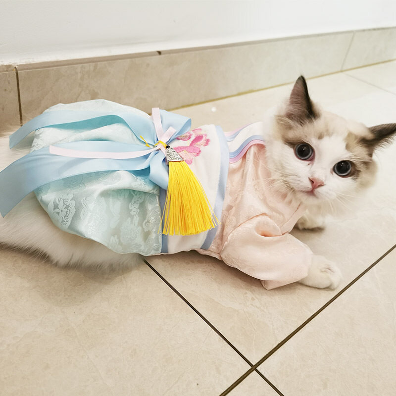 ☢Trang Phục Ấm Áp Cho Chó Mùa Thu/Đông 2019 Mới Tua Rua Trang Phục Hanfu Váy Mèo Cổ Tích Trang Phục Teddy VIP