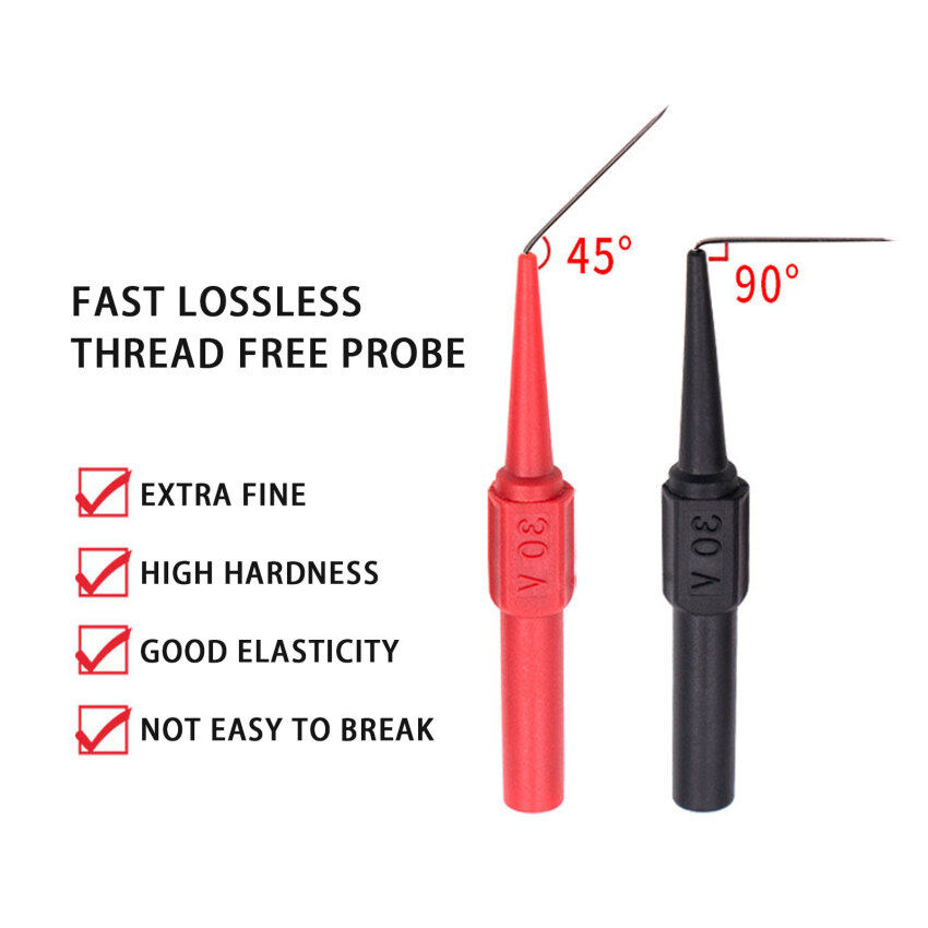 30V Car Multimeter Test Probe Pins Stainless Steel Insulation Wire Piercing Needle Tip for Socket Plug