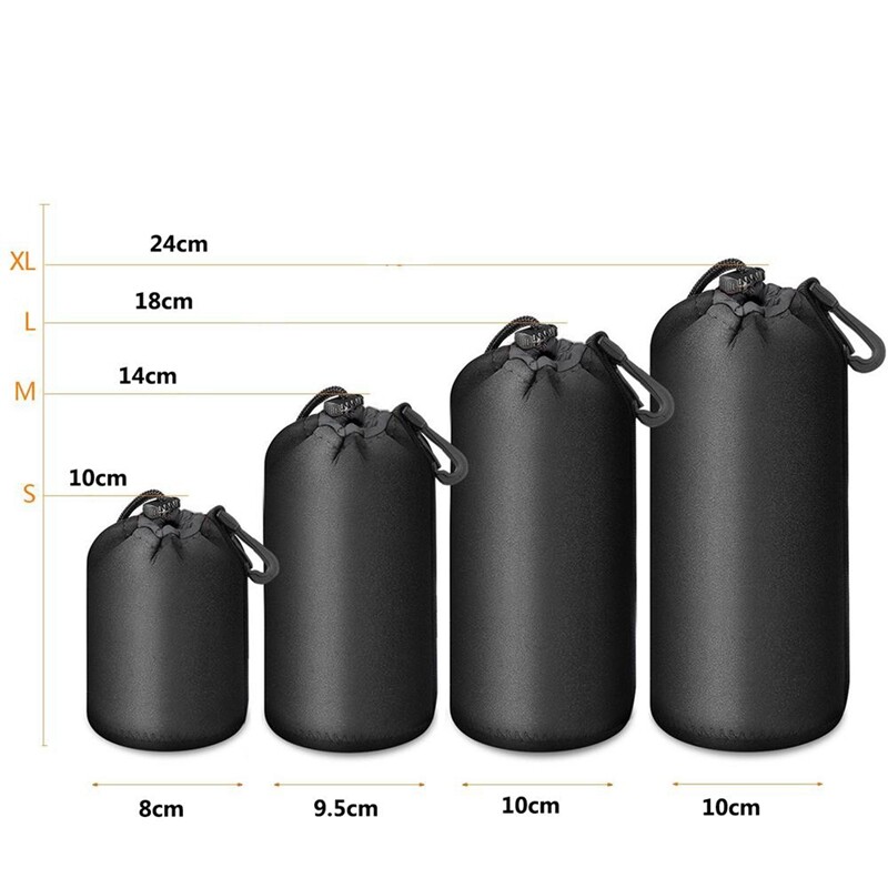 4PCS Camera Case Lens Pouch Set Lens Case Small Medium Large and Extra Large for DSLR Camera Lens Bag Pouch Shockproof