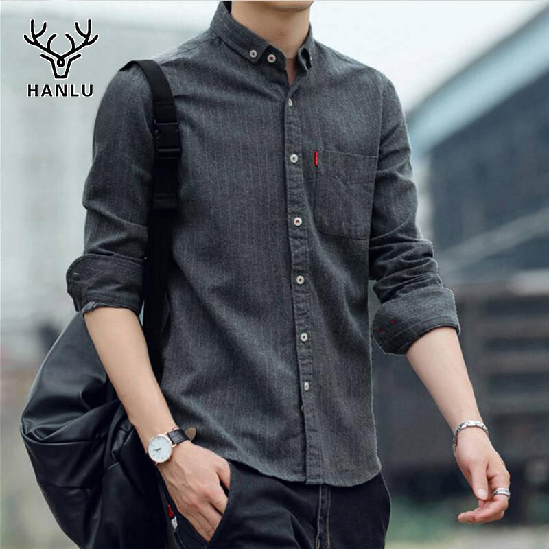 Hanlu Long Sleeve Shirt Men Men's Shirt Casual Striped Light Business Shirt New Korean Trend Shirt Men
