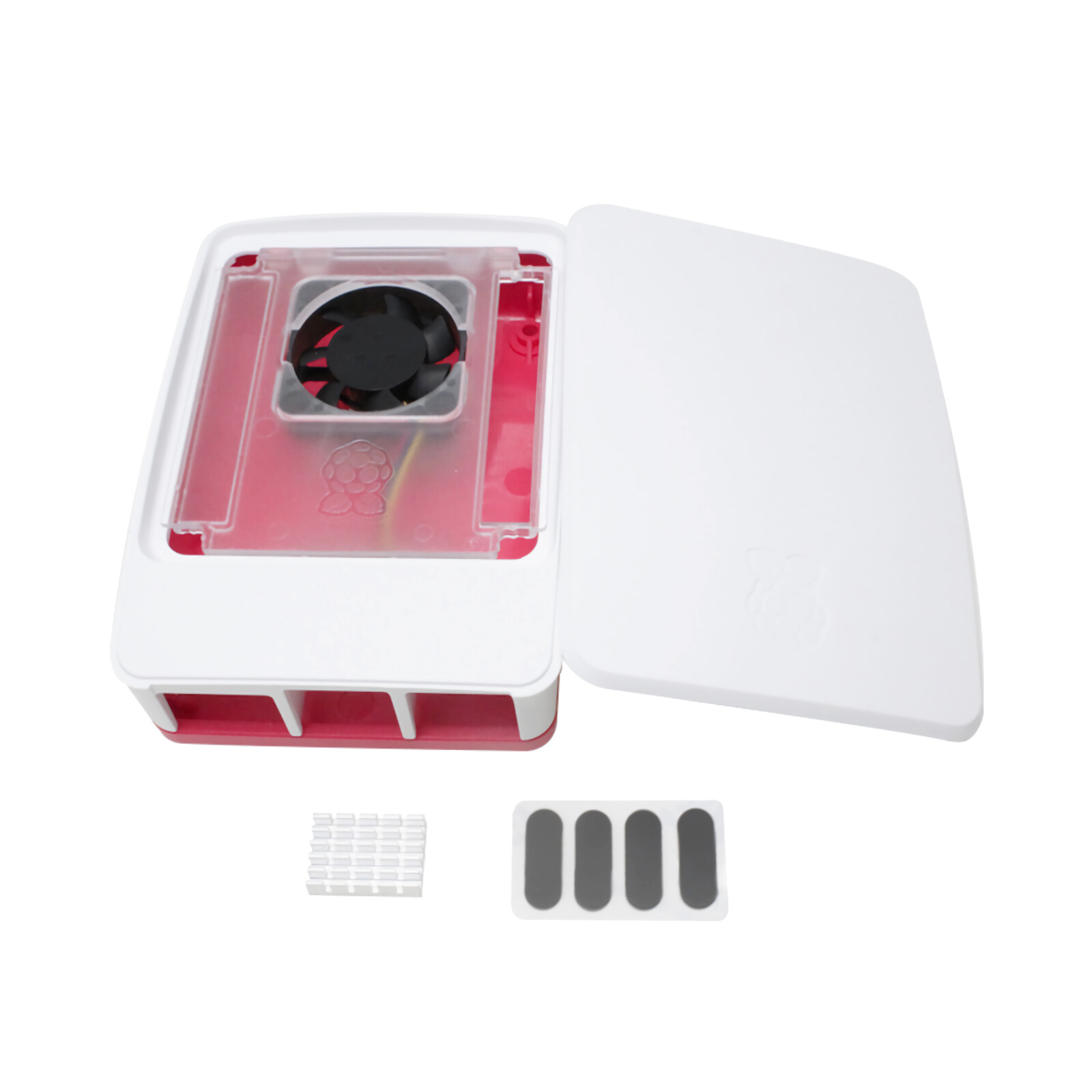 Vỏ máy tính Raspberry Pi chính thức đỏ trắng Nhựa ABS bảo vệ bìa với tản nhiệt người hâm mộ cho Raspberry Pi 5