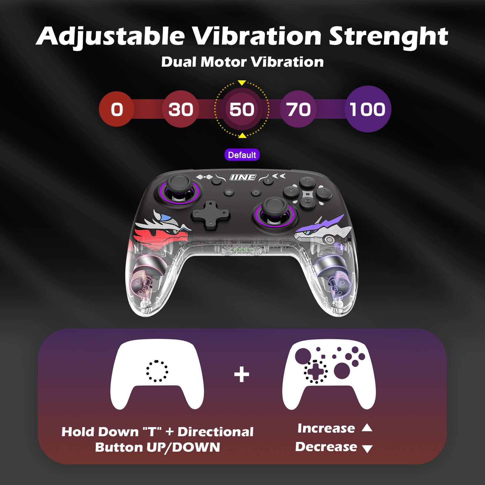 IINE Scarlet & Violet Bộ Điều Khiển NFC Không Dây Wake Up Tương Thích Nintendo Switch