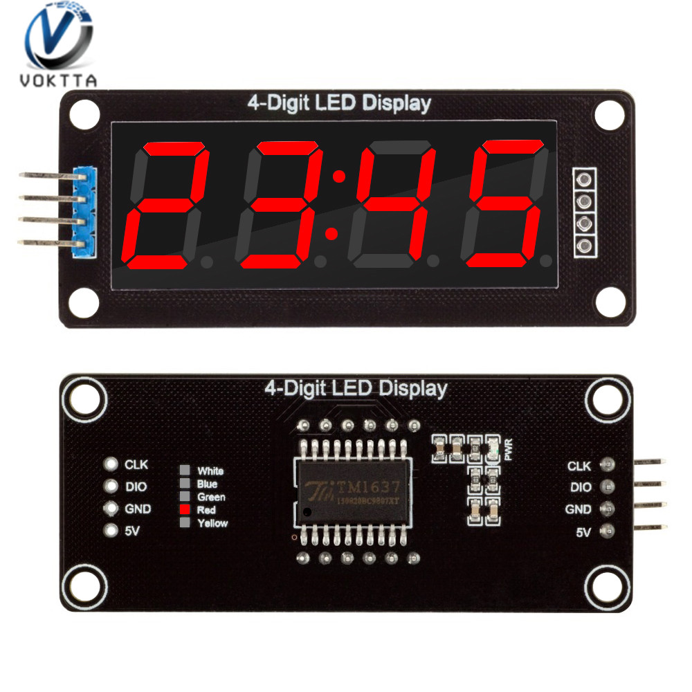 Original VOKTTA 0.56 inch TM1637 4 Bit 7-Segment LED Display Clock Tube ...