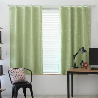 2pcs 100 130cm Stars Gold Stamp Blackout Curtains With Hooks