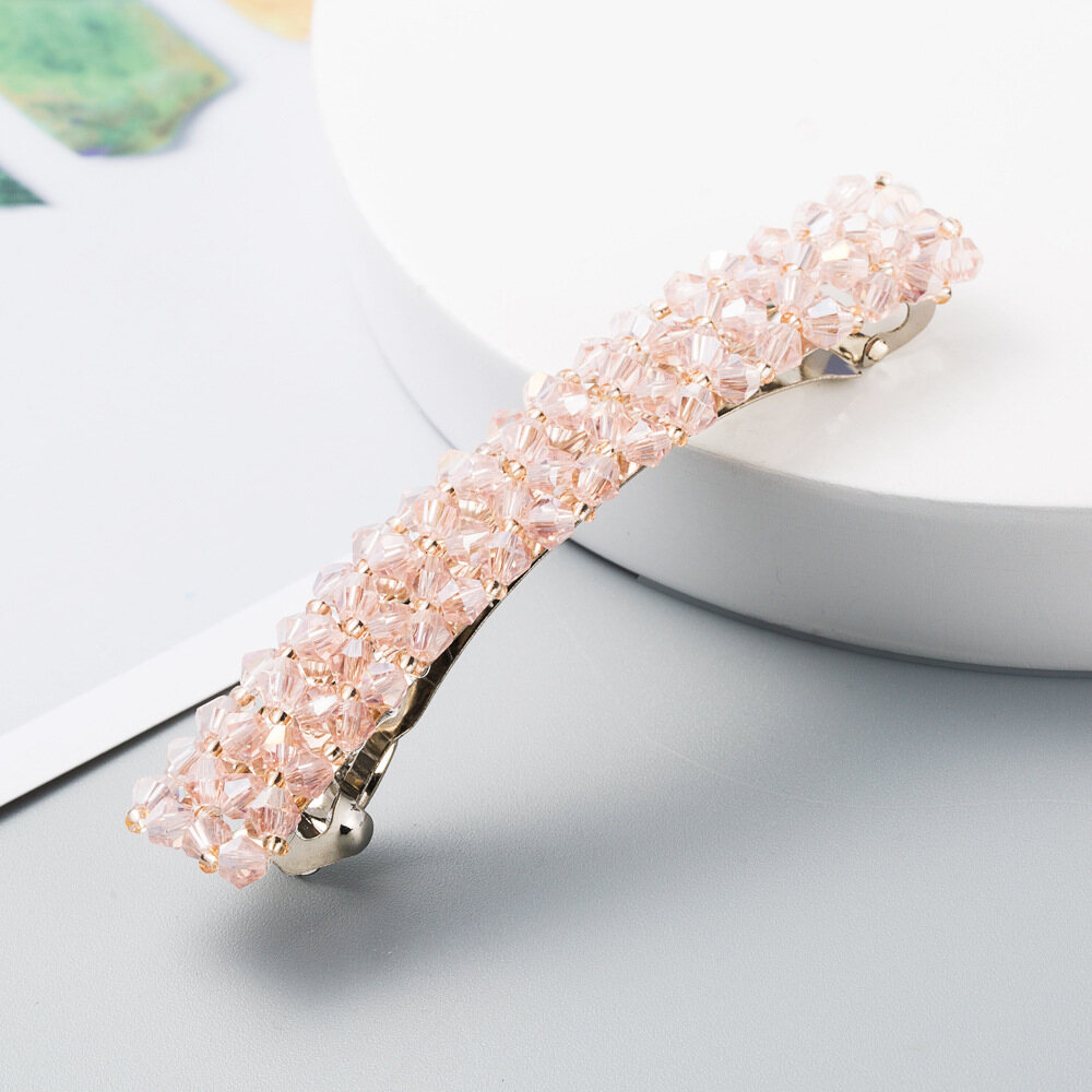 Haimeikang Hairpin Korean Style Round Resin Diamond Gypsophila Flat-bottomed Diamond Hairpin Grasping Clip One-word Clip Ore Face Crystal Cluster Hairpin Jewelry Hair Accessories for Women