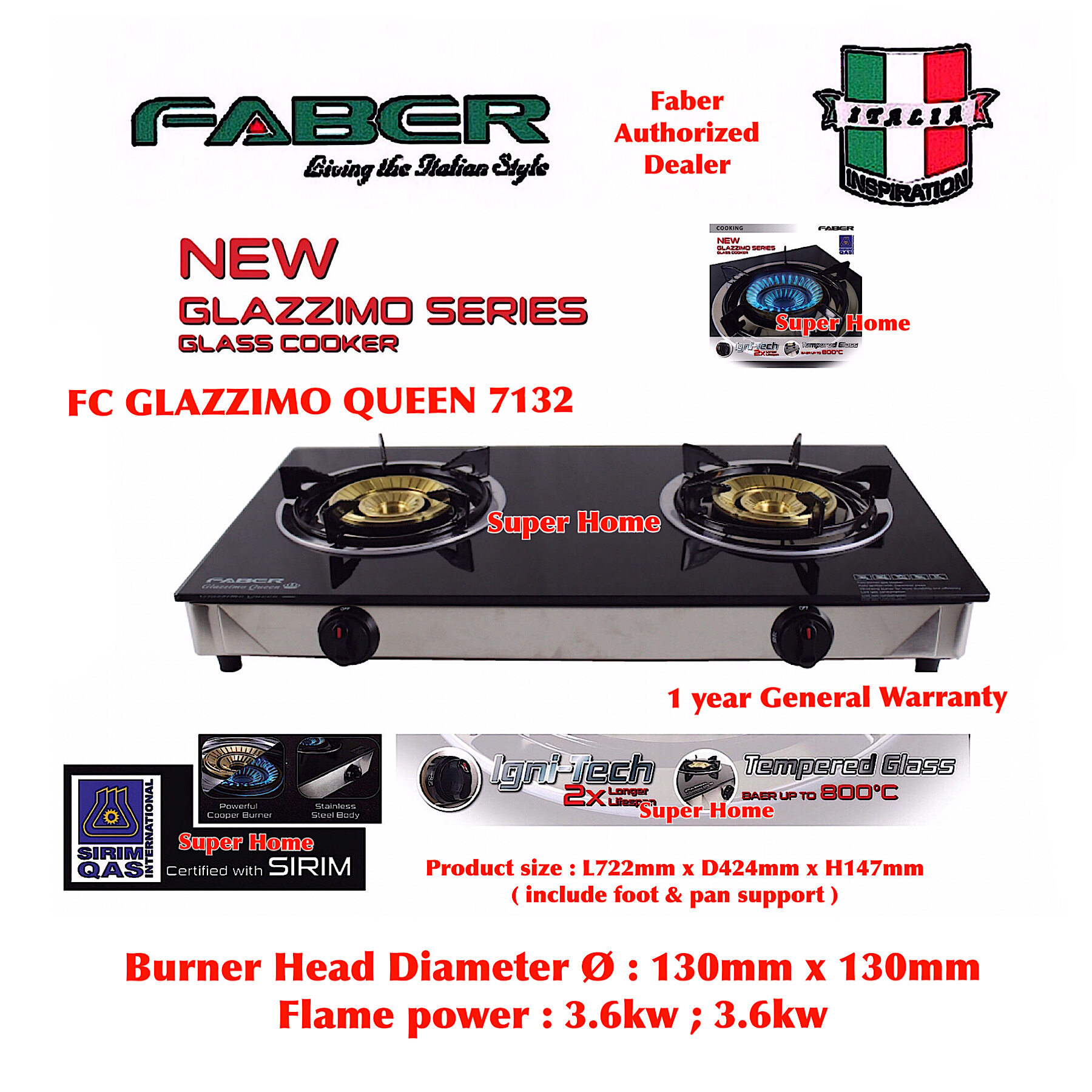 faber gas stove 2 burner