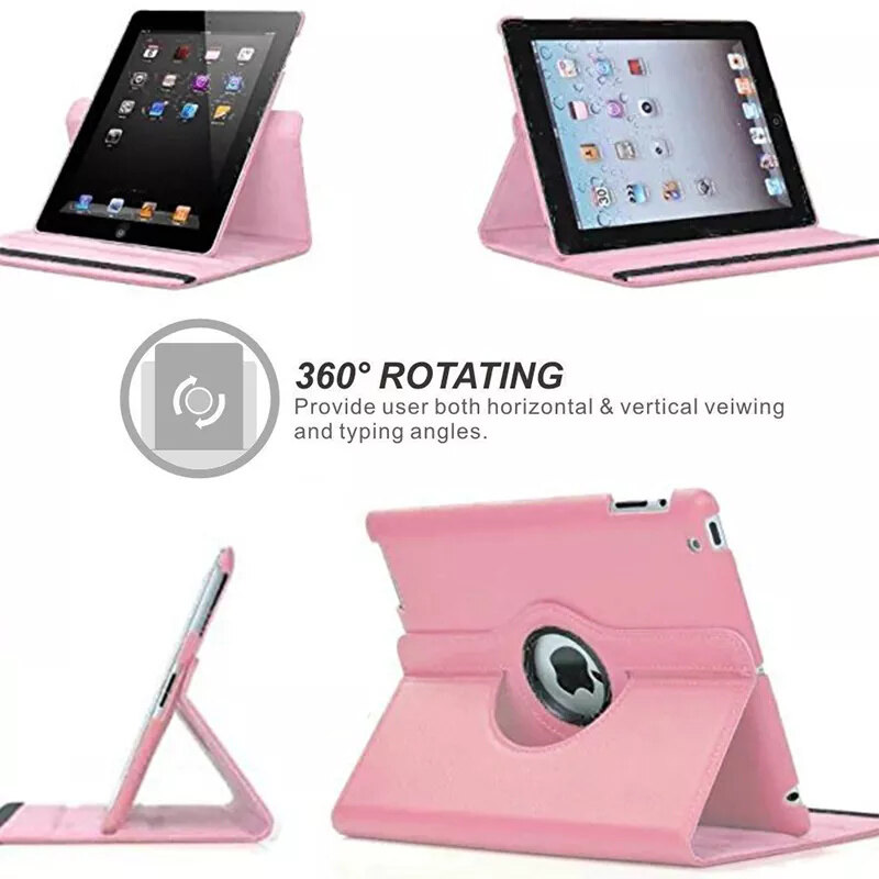 For ipad 7th 8th 9th 10th gen air 4 air 5 pro 11 2021 2020 air 3 air 2 air 9.7 2017 2018 ipad 2 3 4 mini 1 2 3 4 5 6 360° rotation smart stand flat case