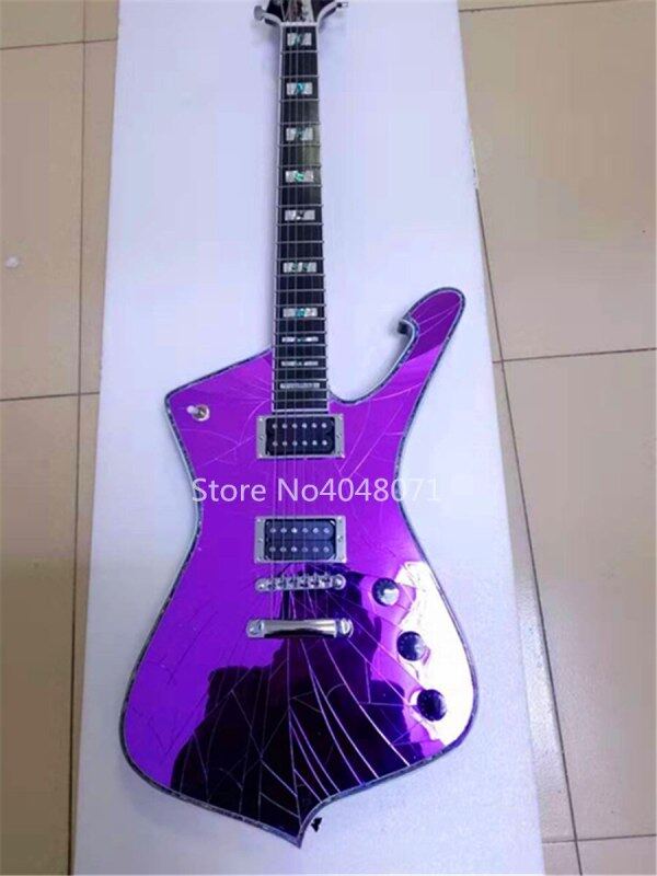 Free delivery, purple, gold, blue, ordinary white mirror cracks, 6-string electric guitar, customizable Malaysia