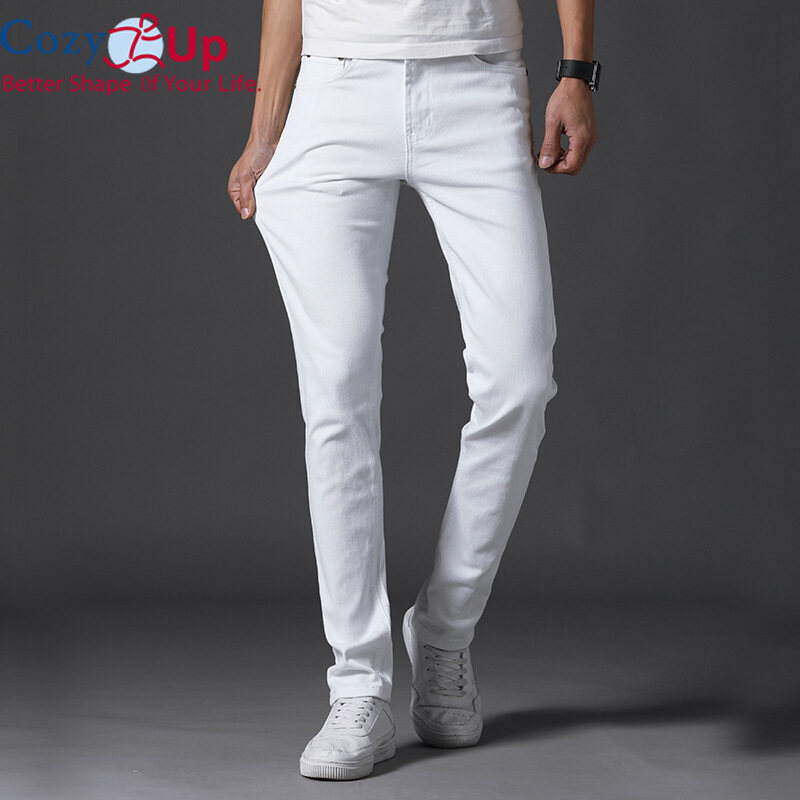 Cozy Up Quần Jean Nam Mới Màu Trơn Dáng Ôm Vải Bông Chéo Dáng Suông Rửa