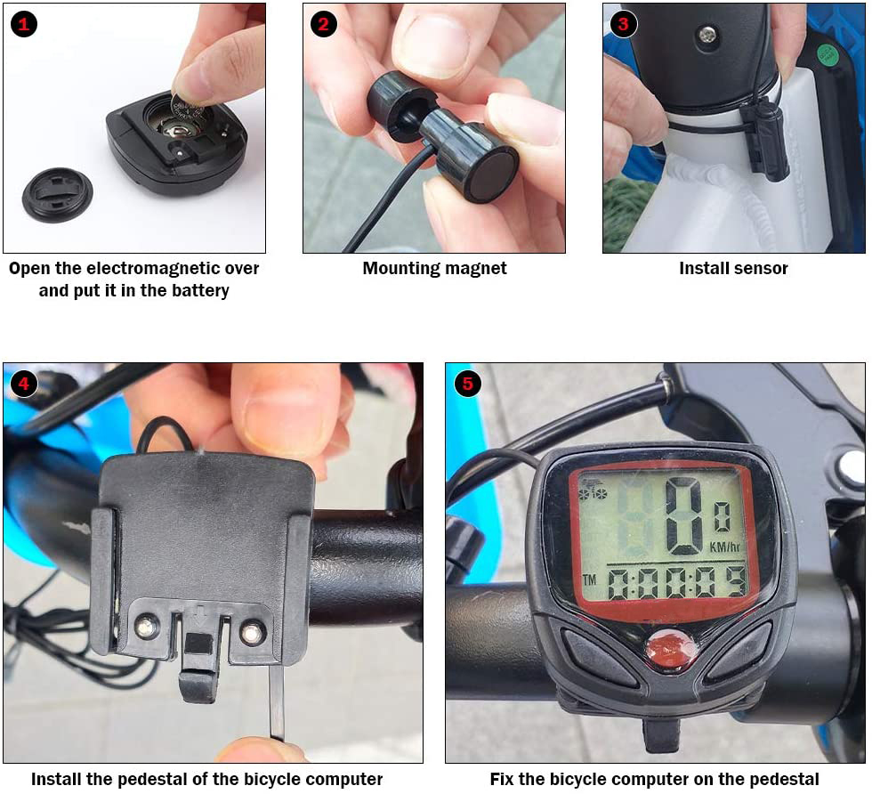 LCD Display Wired Bike Bicycle Cycle Computer Odometer Speedometer LCD Waterproof 14 Functions