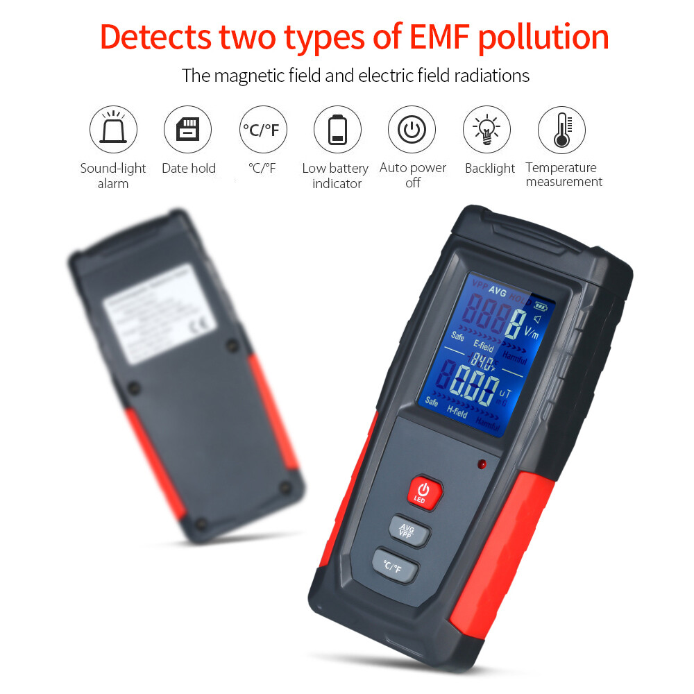 Máy Kiểm Tra EMF LCD Kỹ Thuật Số Mini Cầm Tay Độ Chính Xác Cao, Máy Đo Phát Hiện Bức Xạ Trường Điện Từ Bộ Đếm Kiểm Tra Dosimeter