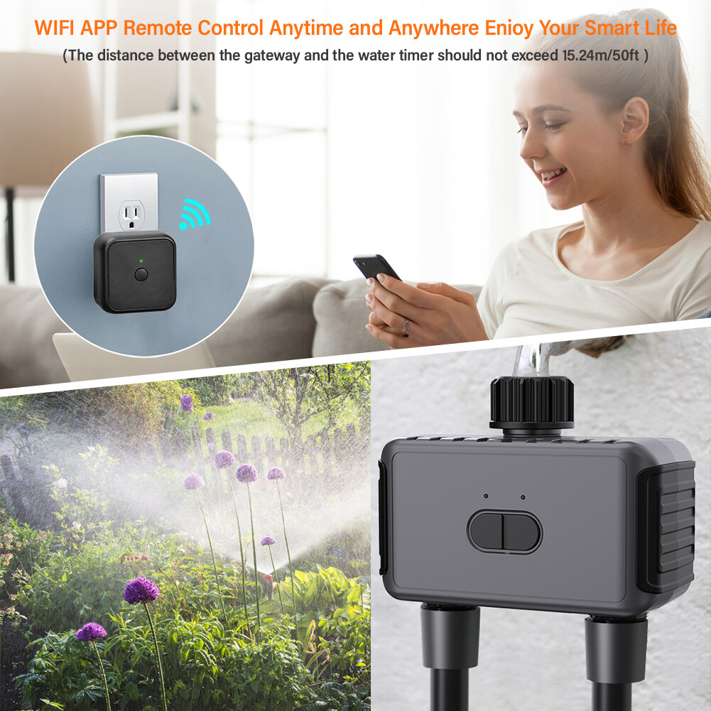 Yieryi Wifi van nước thông minh hẹn giờ tưới nước kép ZigBee thoát nước van van xả cuộc sống thông minh ứng dụng điều khiển cho làm vườn thủy lợi, bãi cỏ, vườn