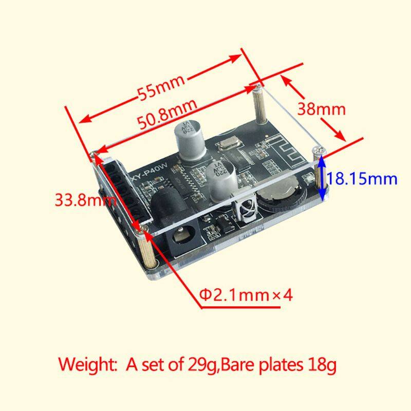 XY-P40W Bluetooth Digital Amplifier Board Audio Receiver Stereo Wireless No Remote Control Bare Metal 30/40W 12/24V