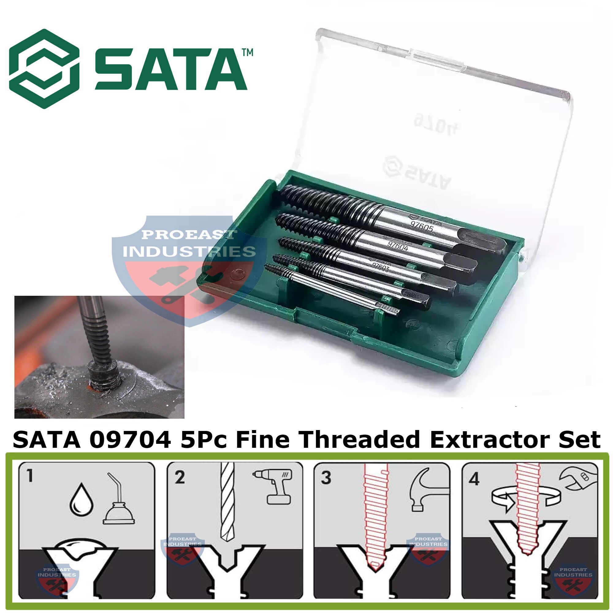 SATA 09704 5Pc Fine Threaded Extractor Set | Lazada