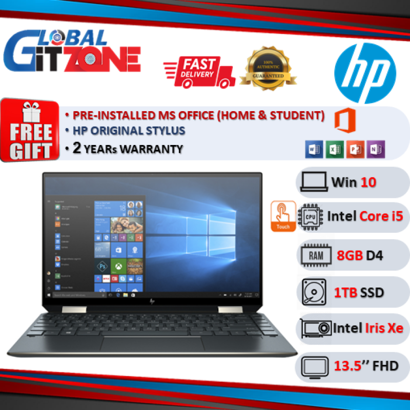 HP Spectre x360 14-ea0053TU 13.5 WUXGA+ Touch Laptop Poseidon Blue ( i5-1135G7, 8GB, 1TB SSD, Intel, W10, HS ) Malaysia