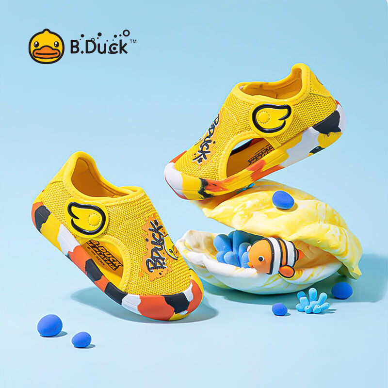 B.Duck Sandals Soft and Lightweight Boy's Mesh Cloth Sandals Summer Children's Wear-Resistant Beach Sandals