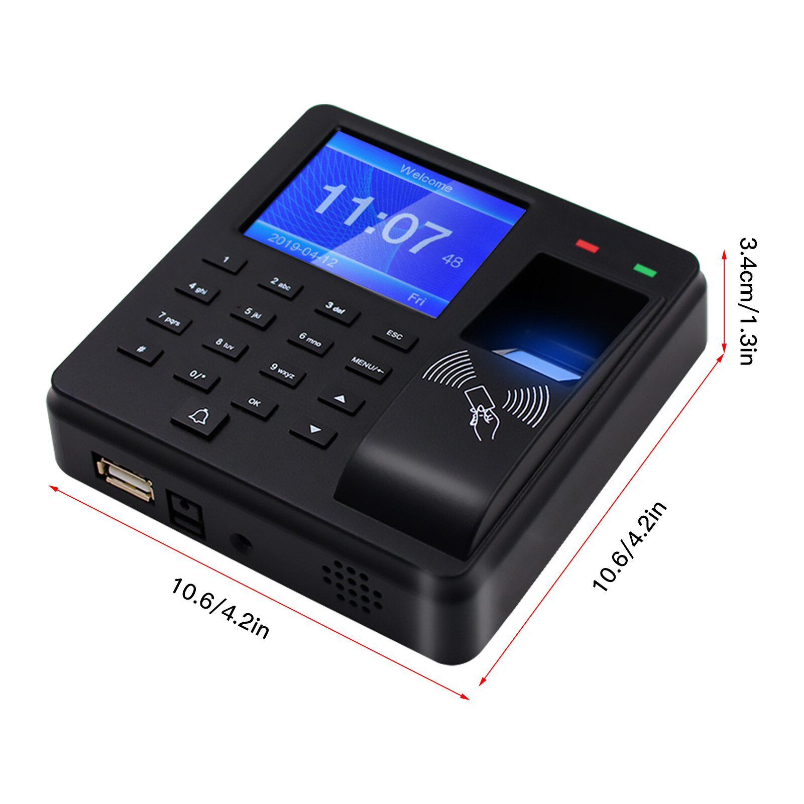 KKmoon Access Control Time Attendance Machine Fingerprint/Password/ID Card Recognition Time Clock with 2.4 Inch Display Screen Employee Checking-in Recorder Multi-language Support U Disk Export Report for Door Locks