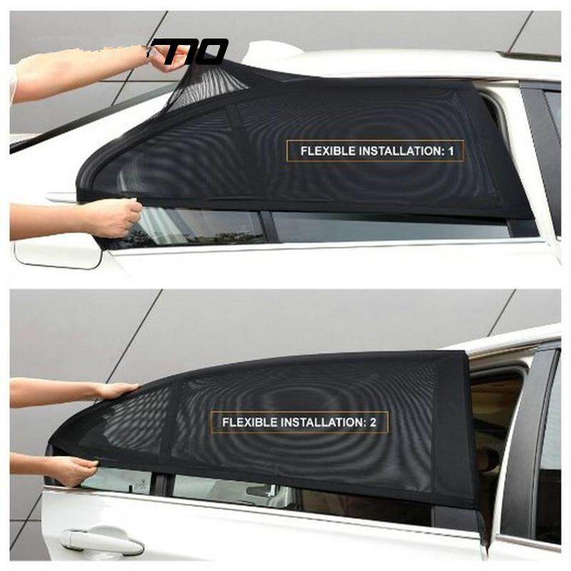 2Pcs Car Rear Side Window Sun Shade Mesh Fabric Sun Visor Shade Cover Shield UV Protector Black Auto Sunshade Curtain Mosquito Dust Protection Car-covers(S/M/L/XL)