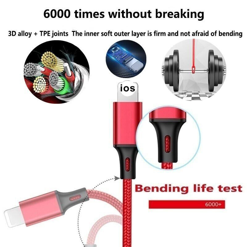【Alien Data】3 in 1 Durable Nylon Braided USB Fast Charging Cable Micro USB Type C Lightning For Huawei Xiaomi Samsung IOS Phone Android Mobile For Charge only