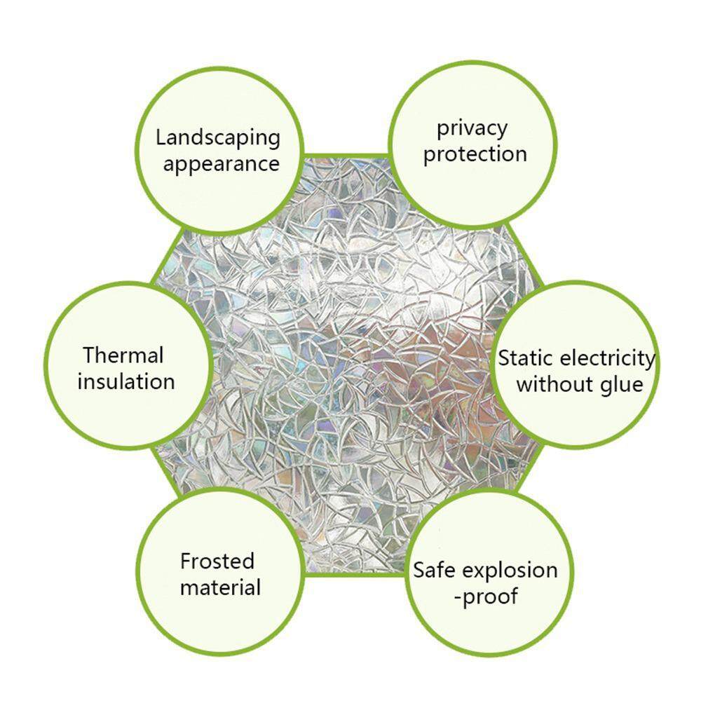 BuyBowie Chổ Trang Trí 3D Không Dính Riêng Tư Tĩnh Miếng Dán Chống Tia UV Mờ Cửa Sổ Dán Bám Cầu Vồng Nhiều Màu Sắc Hoa Văn Kính cho Nhà/Văn Phòng, 90X200 CM