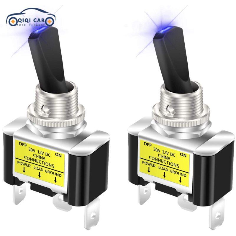 [Ready Stock] 1 Pair Of 12v/30a Led Toggle Switch With Led Light Spst Rocker Type Design Convenient On Off Car Modification Accessories