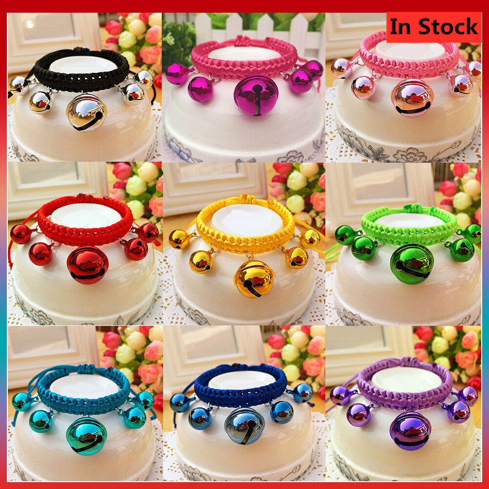Pet Dog Bell Necklace Teddy Than Bear Cat Small Dog Cute Jewelry Cat Bell Ring Ring Cute Fashion Adjustable Nylon Dog Puppy Big Bells Collar Necklace Pet Supply