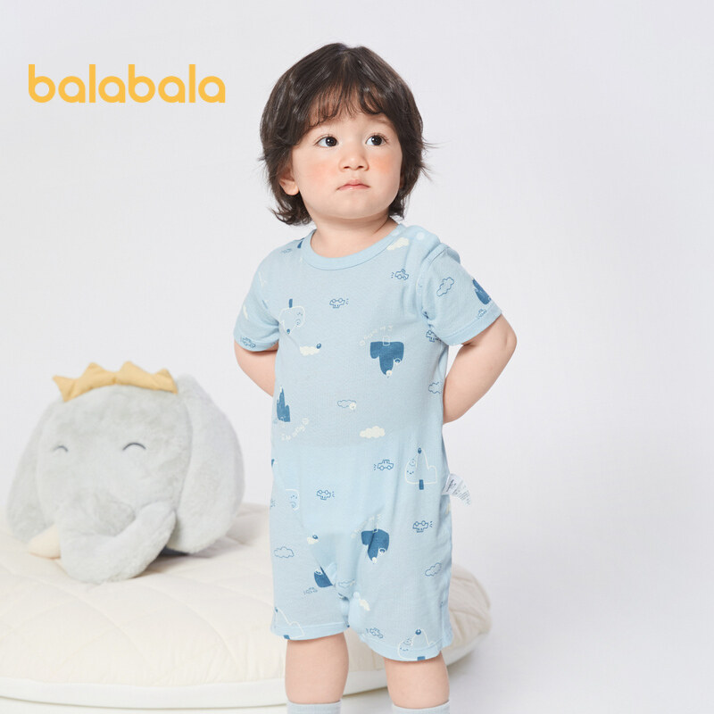Balabala Newborn Baby Clothes Bodysuits Baby Bodysuits Crawling Suit Summer Soft Two Pieces