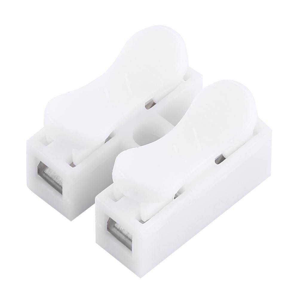 100pcs 10A Quick Terminal 220V 2 Pin Push Quick Spring Clamp Terminal Wire Cable Connector White Wiring Terminal