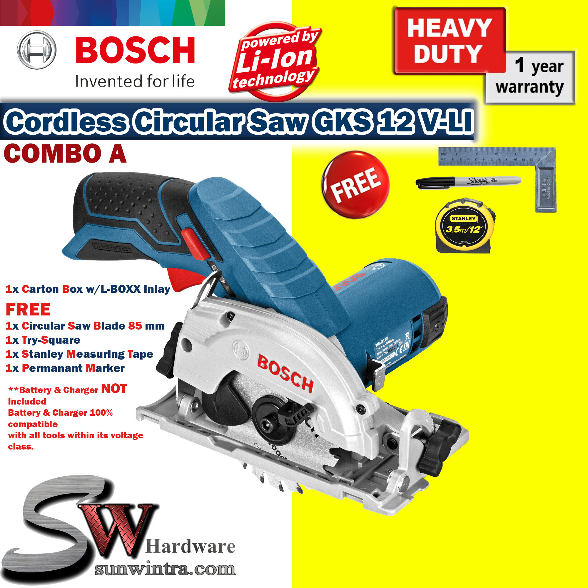 COMBO Bosch GKS12V Cordless Circular Saw SOLO or Battery