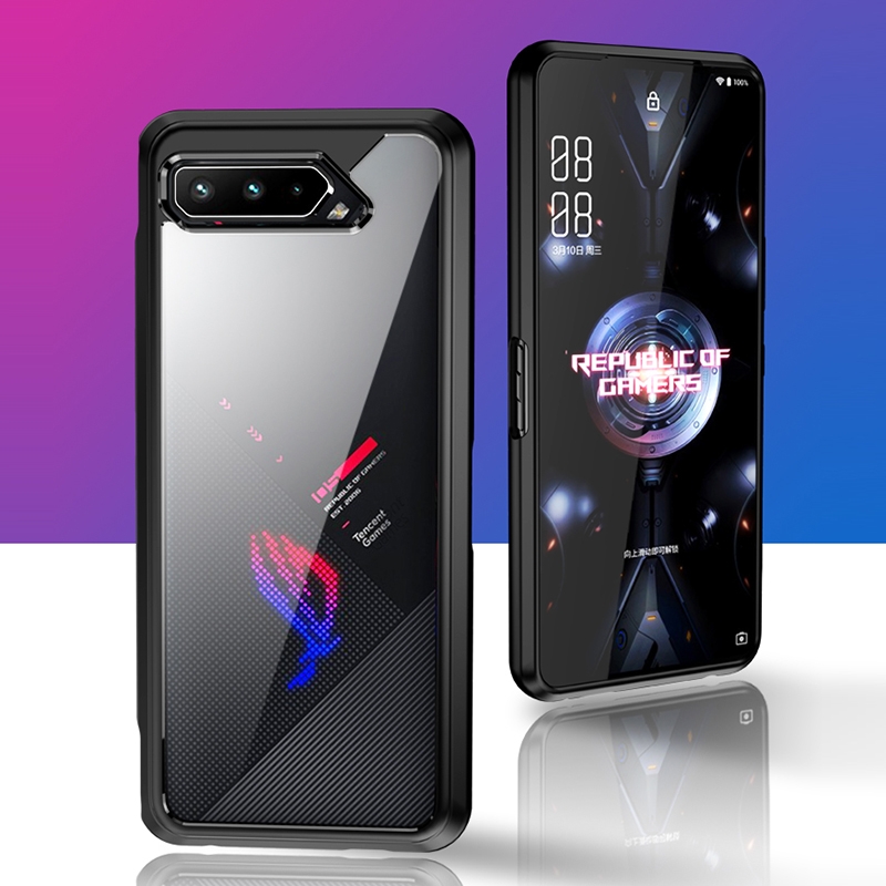 For Asus ROG Phone 5 Clear PC+TPU Shockproof Protective Case(Black)