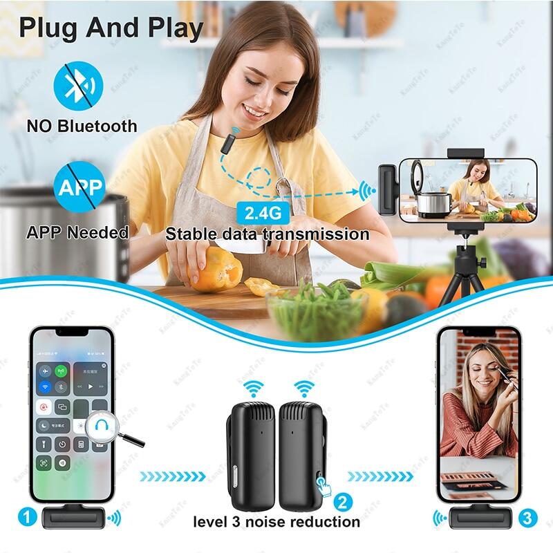 Zeallion Micro Cài Áo Không Dây Micro Ghi Hình Âm Thanh Giảm Tiếng Ồn Nhỏ Gọn Cho iPhone Android Kèm Hộp Sạc