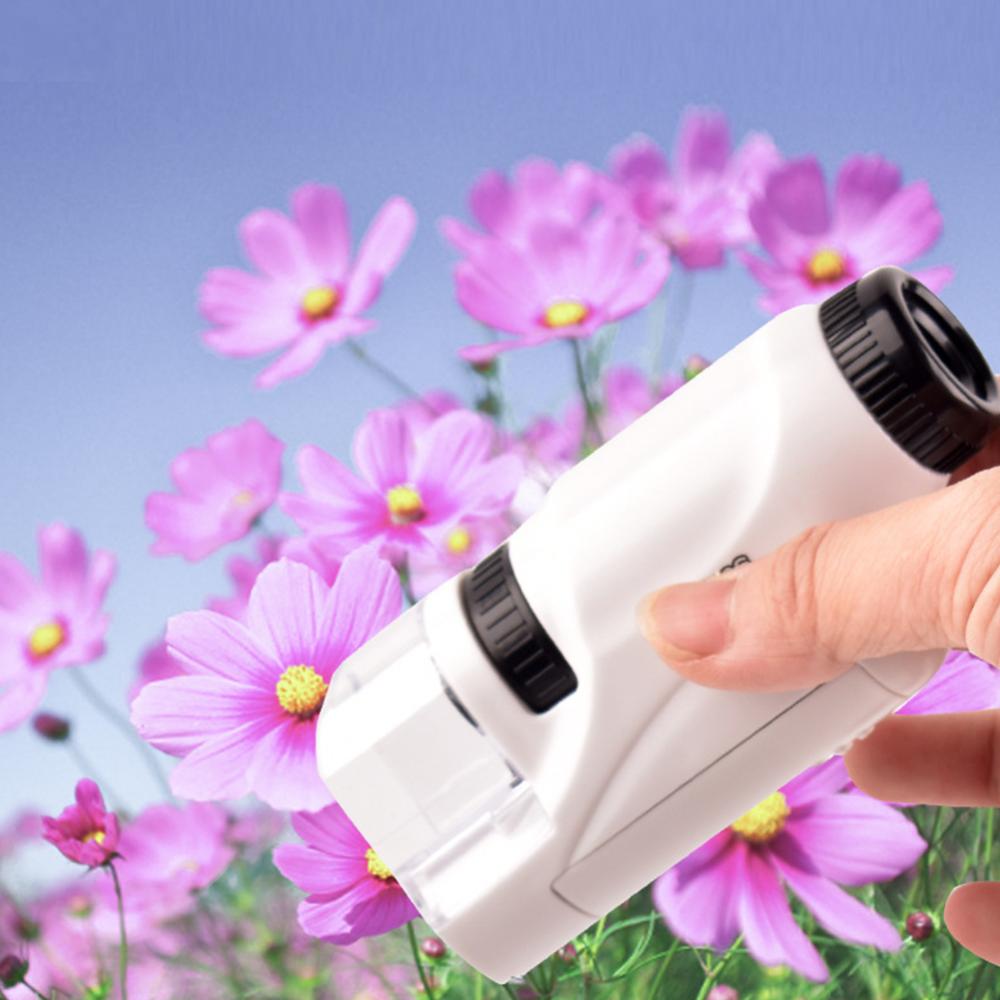 Mini Pocket Microscope Kit 60X-120X Handheld Microscope with LED Light for Kids