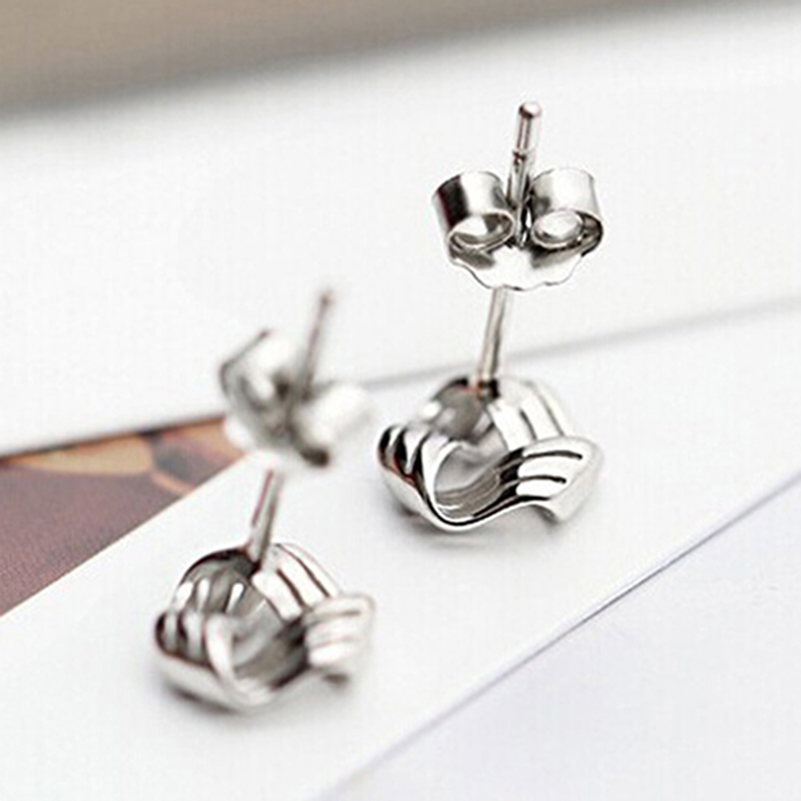 Gravitational wave Ear Studs Triangle Streamlined Graceful Silver Women Geometric Earrings for Banquet
