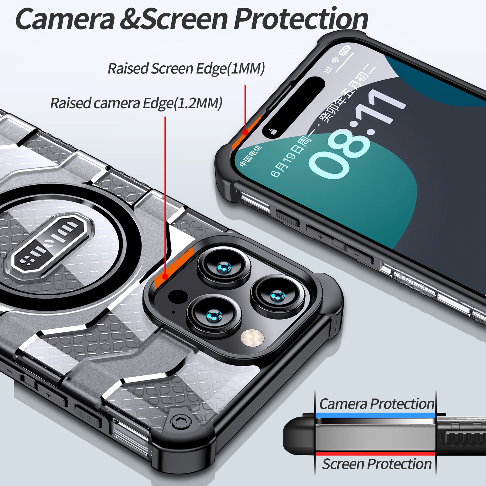 Wlons bậc quân sự bảo vệ vỏ điện thoại cho Iphone 15 Pro Max/iPhone 15 Pro/iPhone 15/iPhone 15 cộng với siêu mỏng, chúng tôi quân sự chứng nhận, Đức nhập khẩu PC, TPU mềm dính MagSafe sạc không dây